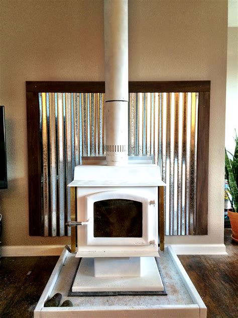 sheet metal wood stove surround|fireplace wood surround ideas pictures.